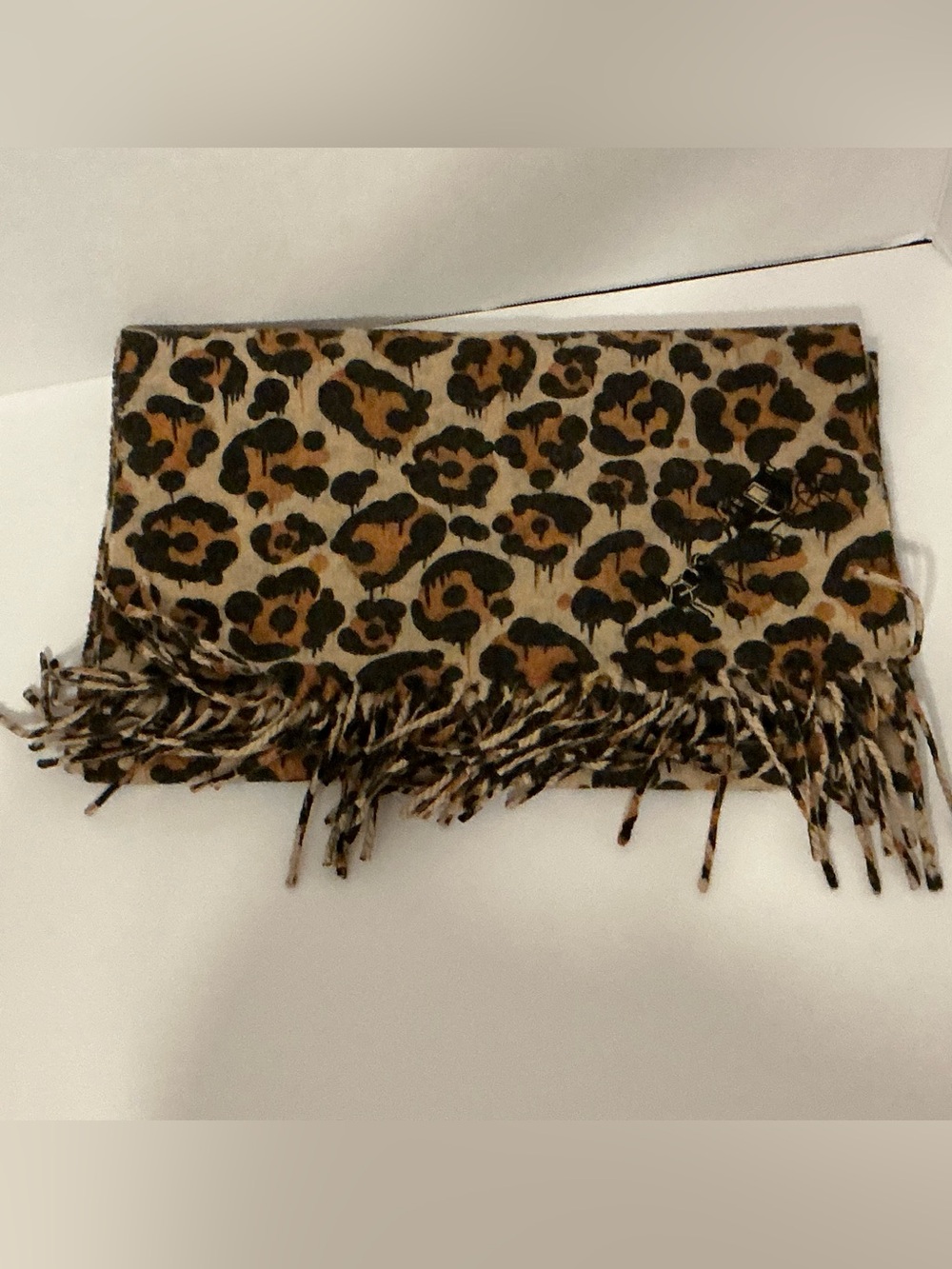 Coach Wild Beast Ocelot Wool-Cashmere Blend Fringe Scarf - Brown & Black